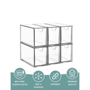 Tea Bag Organizer with 6 Stackable Drawers - Clear Acrylic Tea Box Organizers...
